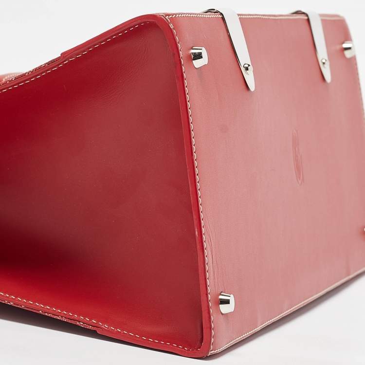 Pre Owned Goyard Red Goyardine Coated Canvas and Leather Saigon MM Top Handle Bag
