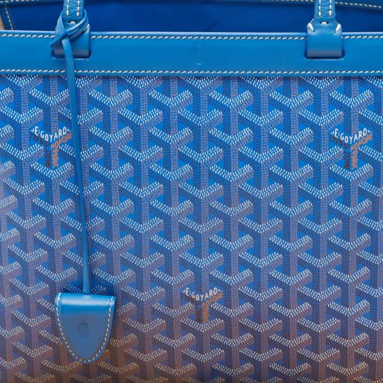 Pre Owned Goyard Blue Goyardine Coated Canvas and Leather Bellechasse PM Tote