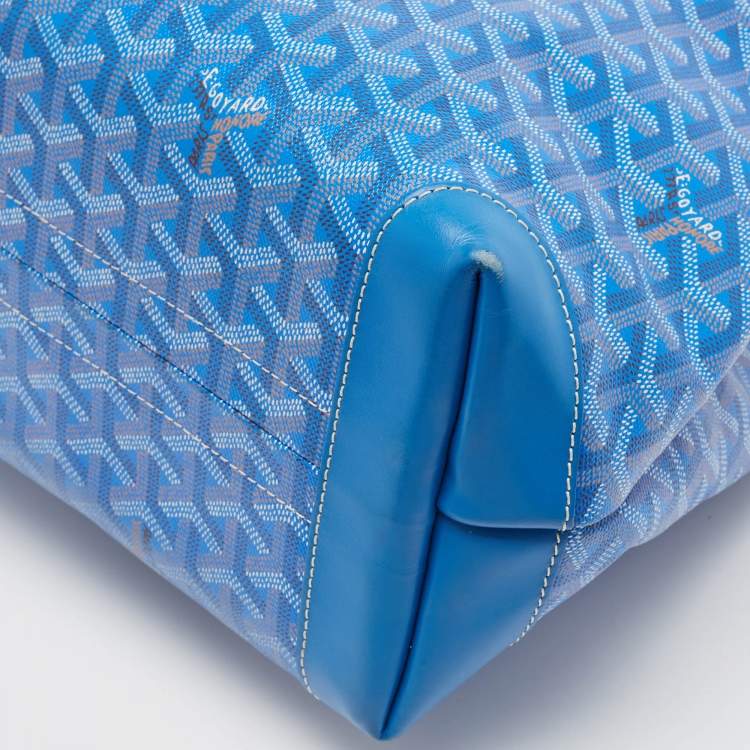 Pre Owned Goyard Blue Goyardine Coated Canvas and Leather Bellechasse PM Tote