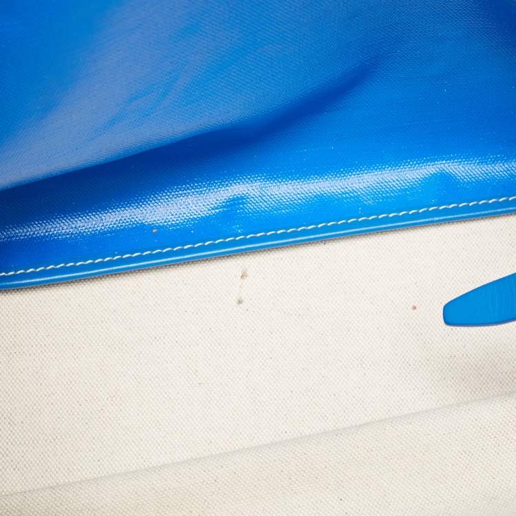 Pre Owned Goyard Blue Goyardine Coated Canvas and Leather Bellechasse PM Tote