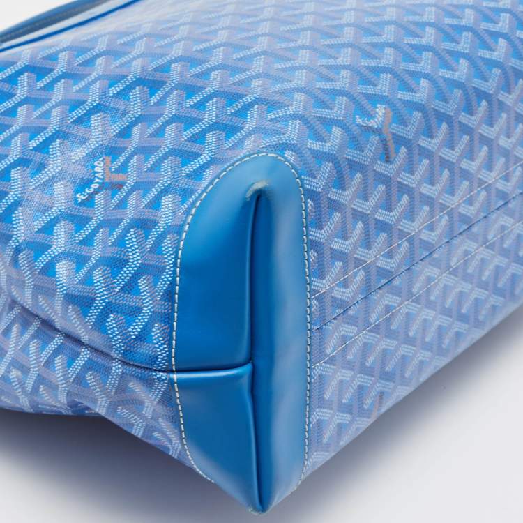 Pre Owned Goyard Blue Goyardine Coated Canvas and Leather Bellechasse PM Tote