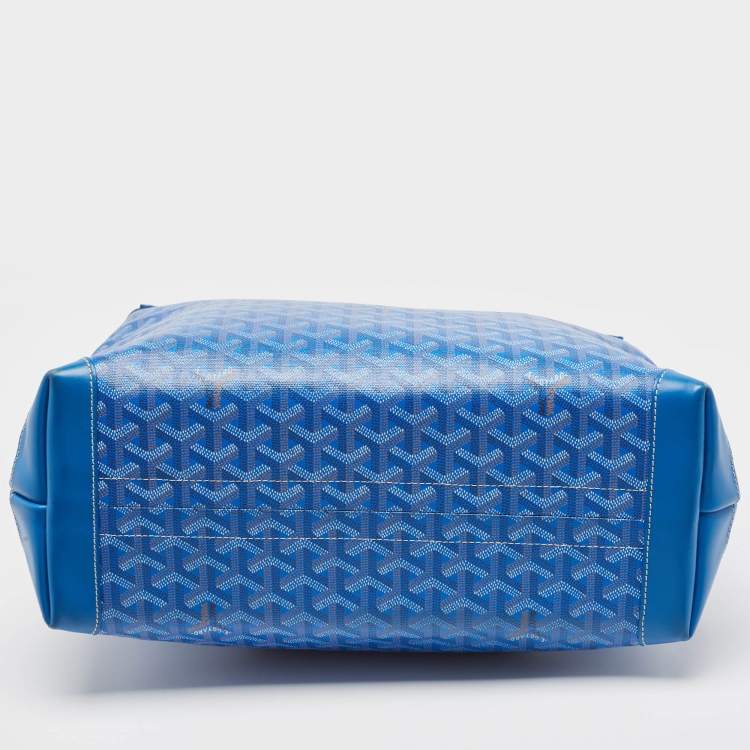 Pre Owned Goyard Blue Goyardine Coated Canvas and Leather Bellechasse PM Tote