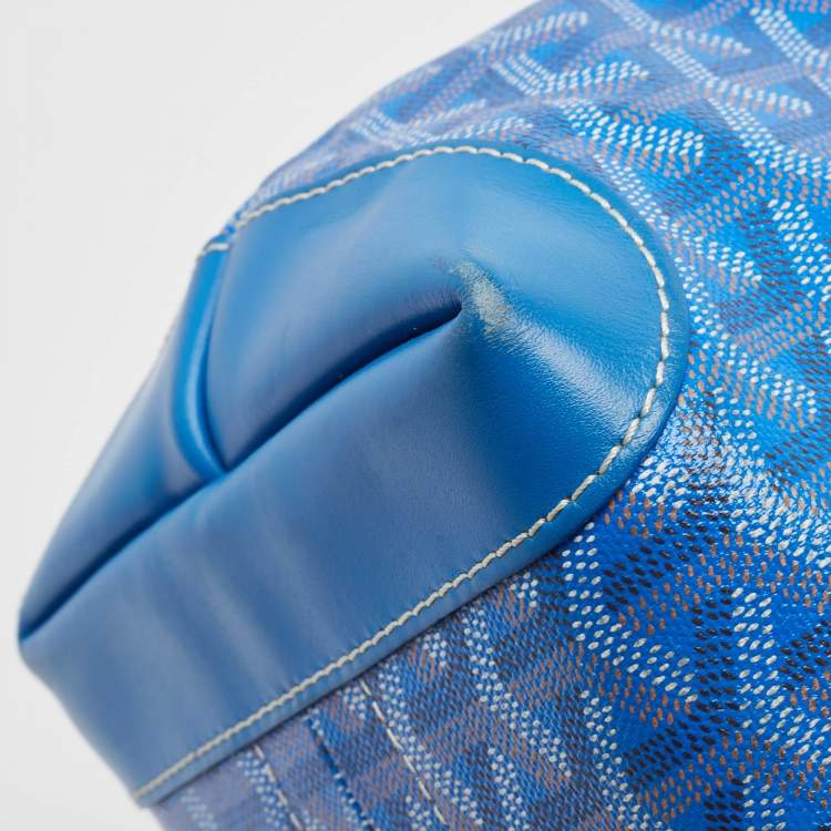 Pre Owned Goyard Blue Goyardine Coated Canvas and Leather Bellechasse PM Tote