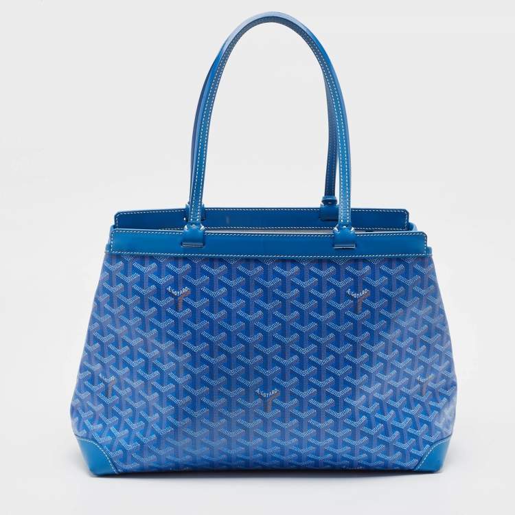 Pre Owned Goyard Blue Goyardine Coated Canvas and Leather Bellechasse PM Tote