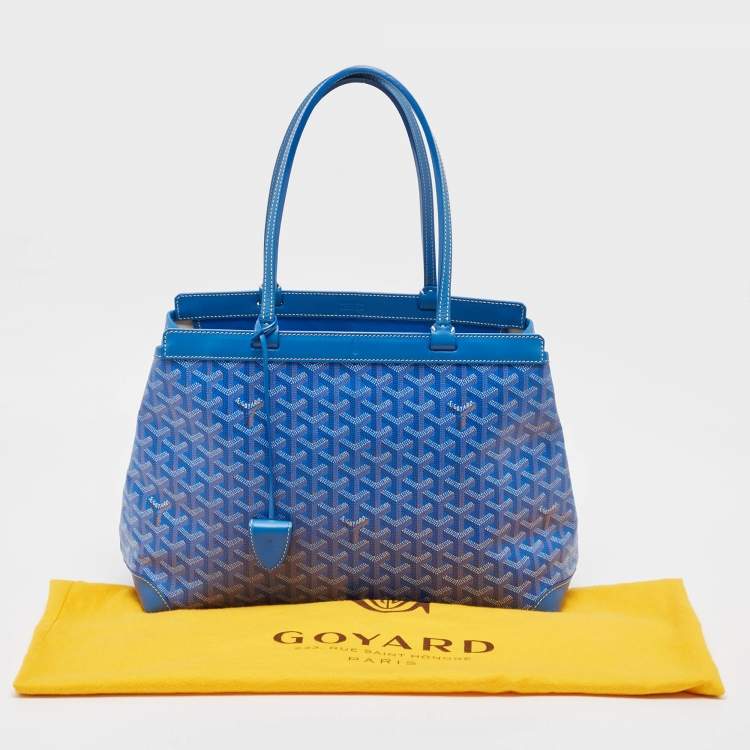Pre Owned Goyard Blue Goyardine Coated Canvas and Leather Bellechasse PM Tote