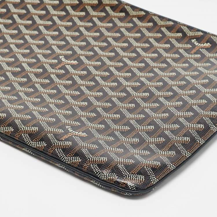 Pre Owned Goyard Black Goyardine Coated Canvas and Leather Senat MGM Pouch