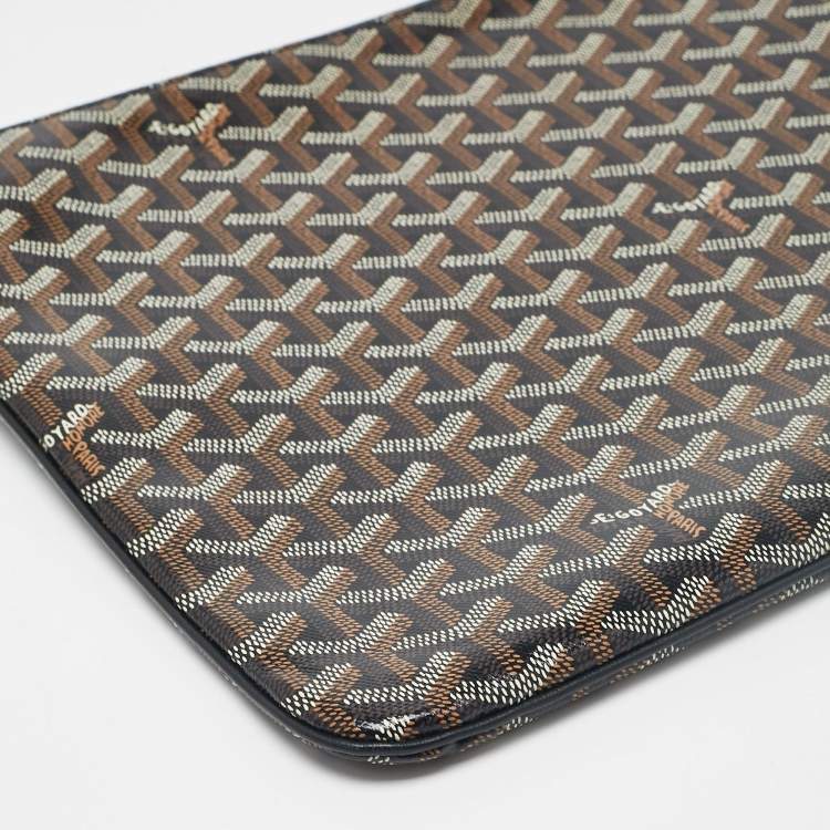 Pre Owned Goyard Black Goyardine Coated Canvas and Leather Senat MGM Pouch