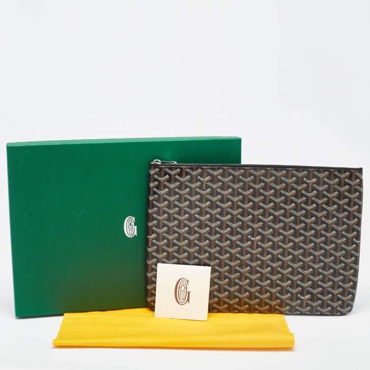 Pre Owned Goyard Black Goyardine Coated Canvas and Leather Senat MGM Pouch