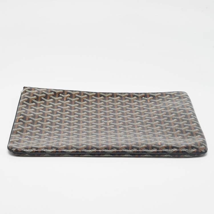 Pre Owned Goyard Black Goyardine Coated Canvas and Leather Senat MGM Pouch