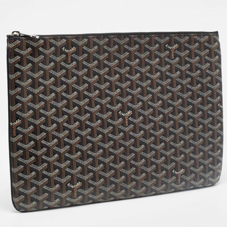 Pre Owned Goyard Black Goyardine Coated Canvas and Leather Senat MGM Pouch