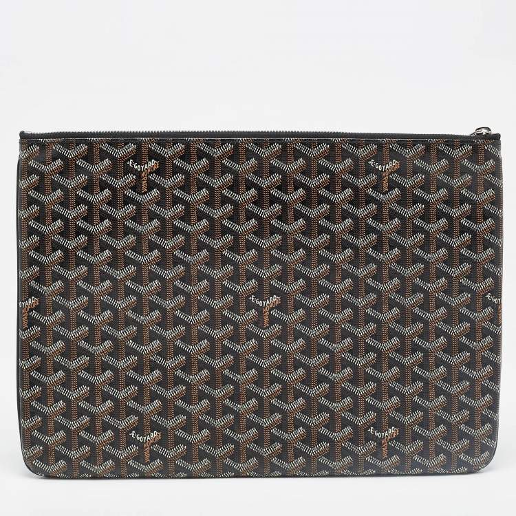 Pre Owned Goyard Black Goyardine Coated Canvas and Leather Senat MGM Pouch