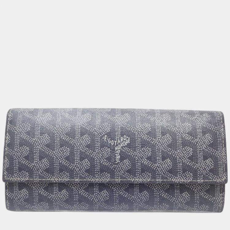 Pre Owned Goyard Grey Goyardine Canvas Varenne Flap Wallet