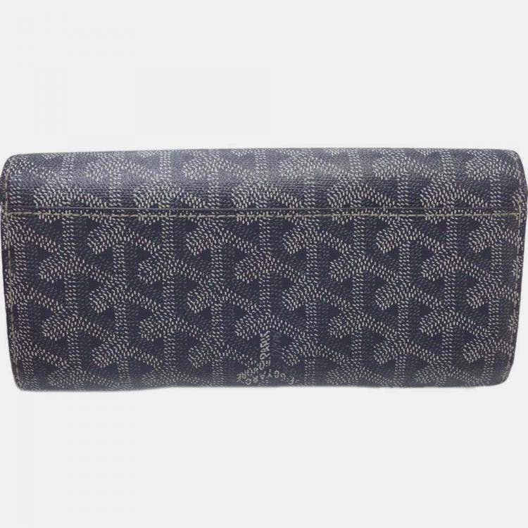 Pre Owned Goyard Grey Goyardine Canvas Varenne Flap Wallet