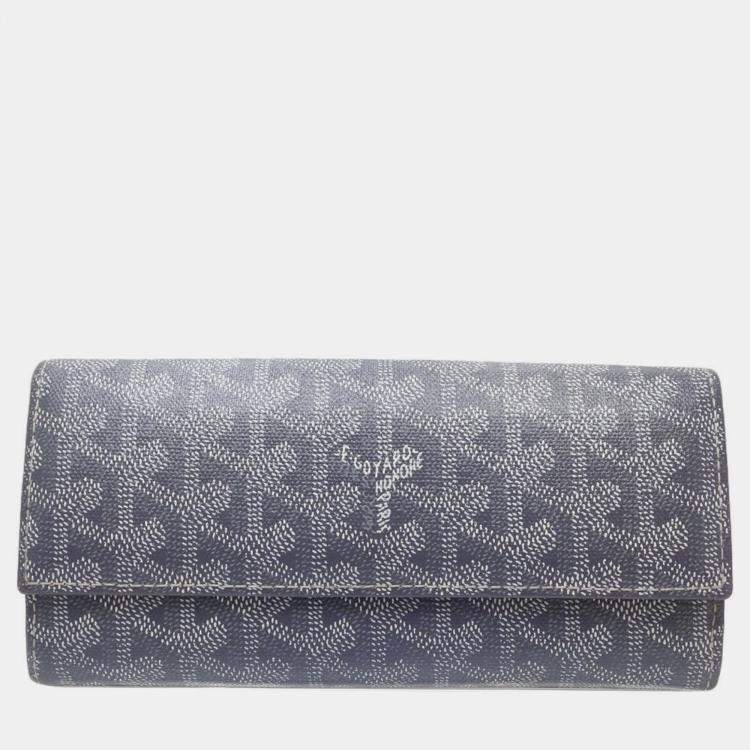 Pre Owned Goyard Grey Goyardine Canvas Varenne Flap Wallet