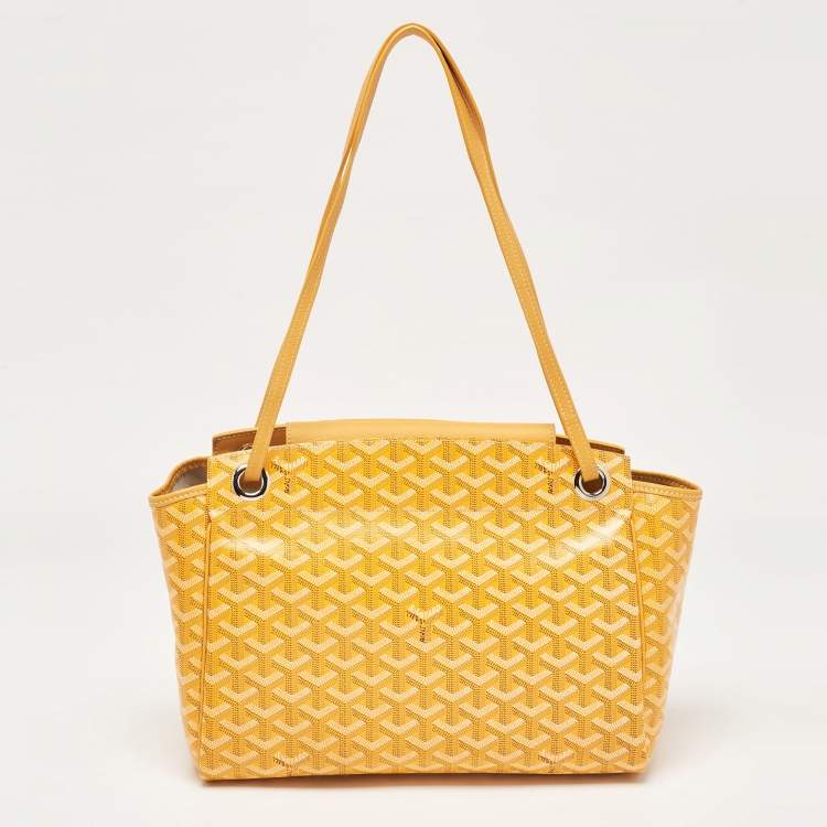 Pre Owned Goyard Mustard Goyardine Coated Canvas and Leather Rouette PM Bag