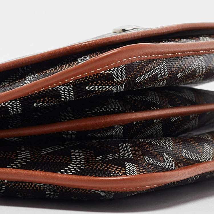 Pre Owned Goyard Brown Goyardine Coated Canvas Plumet Crossbody Bag