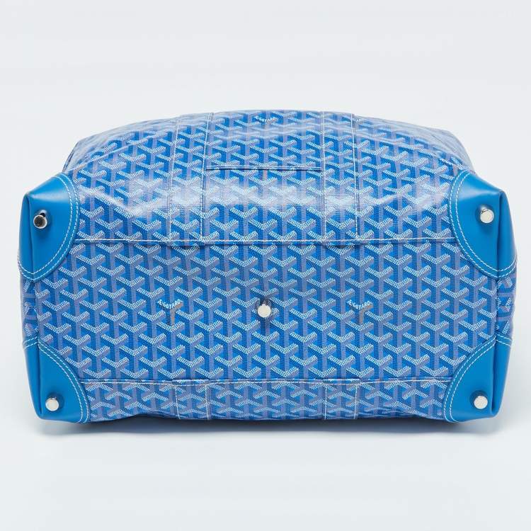 Pre Owned Goyard Blue Goyardine Canvas Bowling 45 Bag