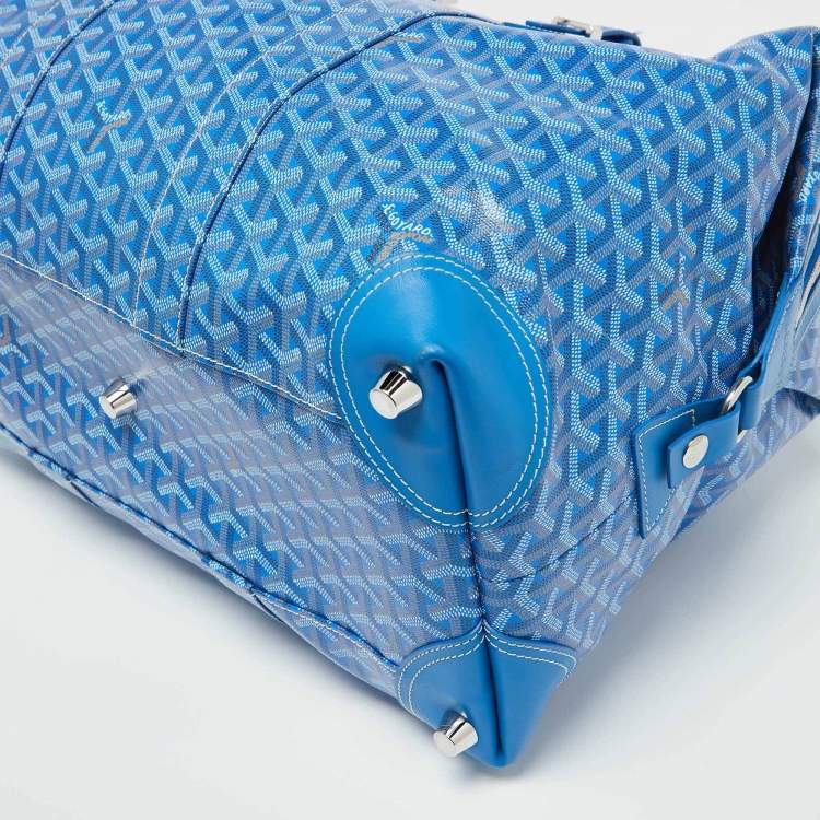 Pre Owned Goyard Blue Goyardine Canvas Bowling 45 Bag