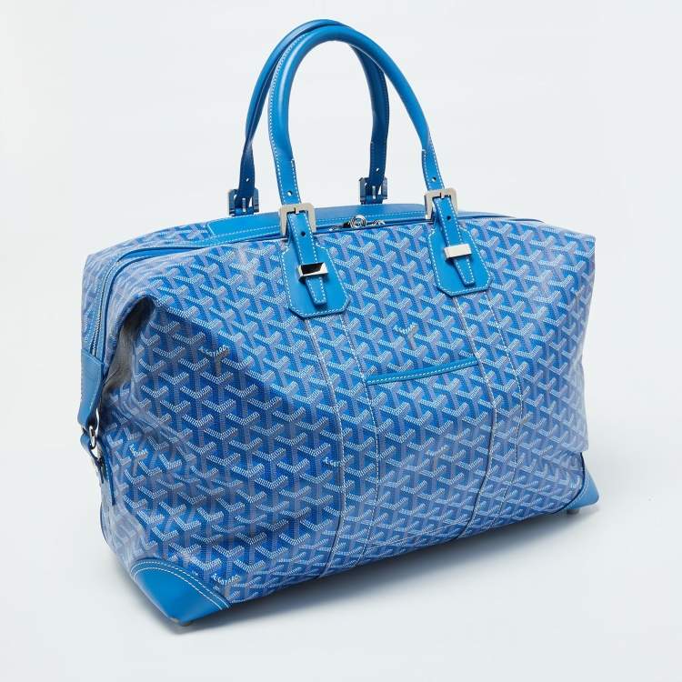 Pre Owned Goyard Blue Goyardine Canvas Bowling 45 Bag