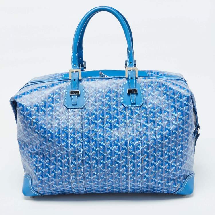 Pre Owned Goyard Blue Goyardine Canvas Bowling 45 Bag