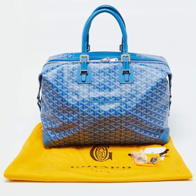 Pre Owned Goyard Blue Goyardine Canvas Bowling 45 Bag