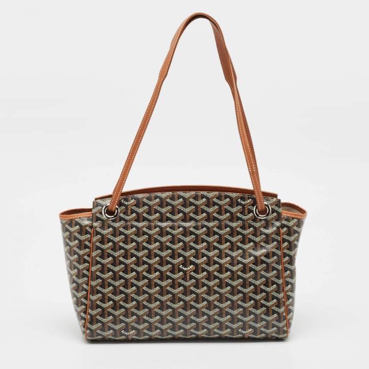 Pre Owned Goyard Brown Goyardine Coated Canvas and Leather Rouette PM Bag