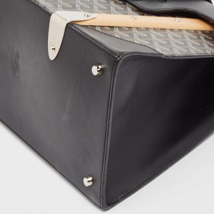 Pre Owned Goyard Black Goyardine Coated Canvas and Leather Saigon MM Top Handle Bag