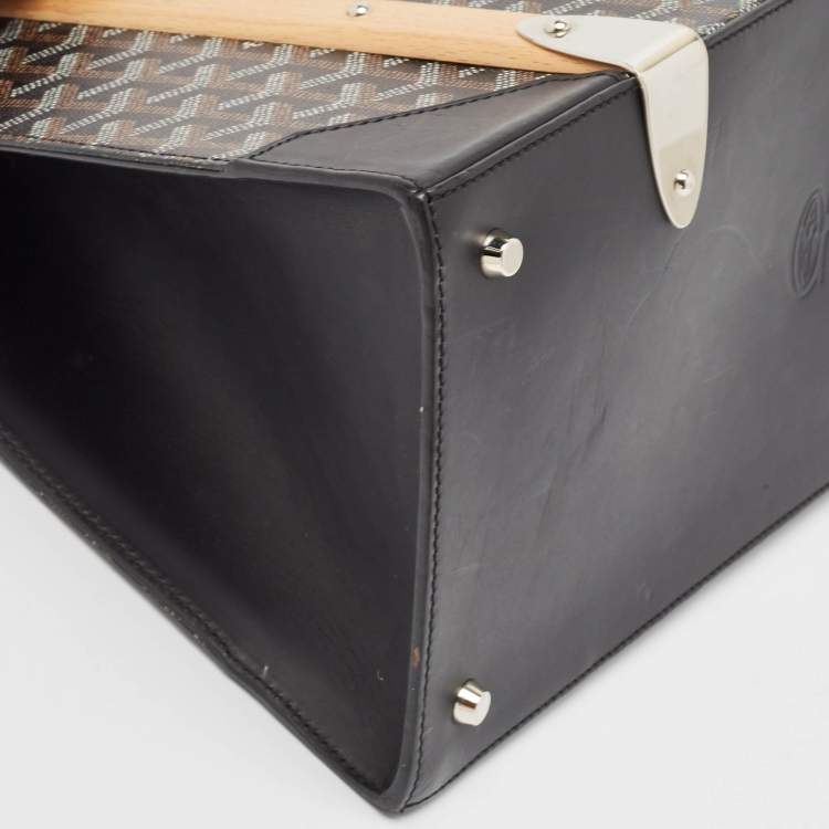 Pre Owned Goyard Black Goyardine Coated Canvas and Leather Saigon MM Top Handle Bag