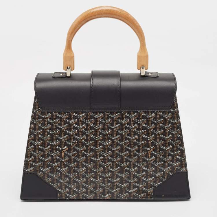 Pre Owned Goyard Black Goyardine Coated Canvas and Leather Saigon MM Top Handle Bag