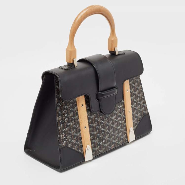 Pre Owned Goyard Black Goyardine Coated Canvas and Leather Saigon MM Top Handle Bag