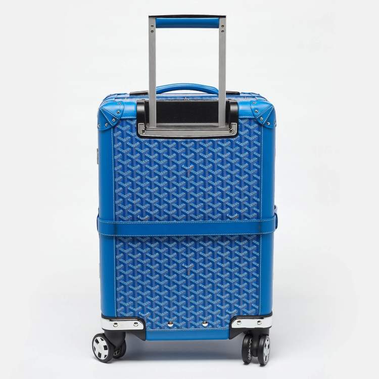 Pre Owned Goyard Blue Goyardine Coated Canvas and Leather Bourget PM Trolley