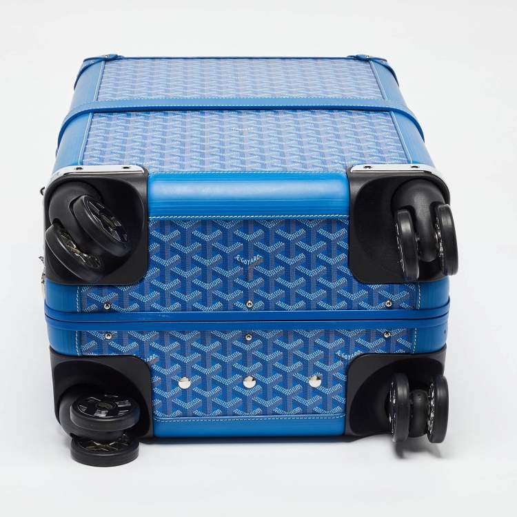Pre Owned Goyard Blue Goyardine Coated Canvas and Leather Bourget PM Trolley