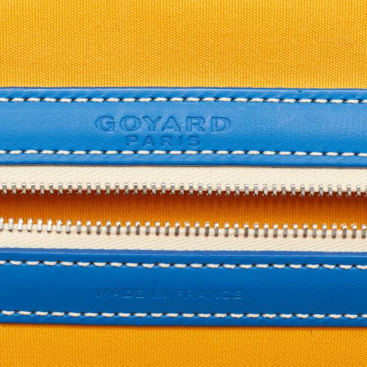 Pre Owned Goyard Blue Goyardine Coated Canvas and Leather Bourget PM Trolley