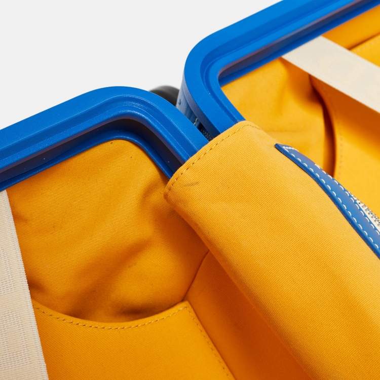 Pre Owned Goyard Blue Goyardine Coated Canvas and Leather Bourget PM Trolley