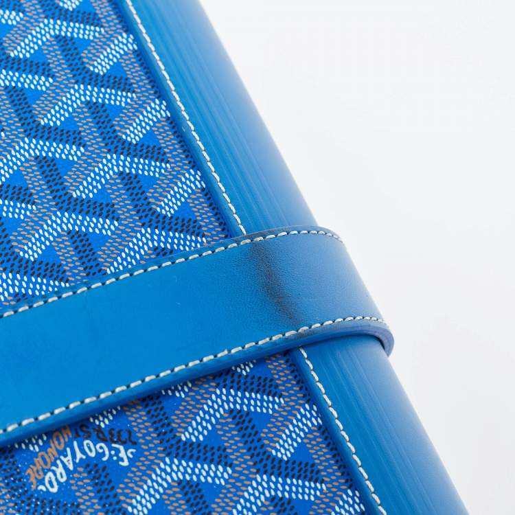 Pre Owned Goyard Blue Goyardine Coated Canvas and Leather Bourget PM Trolley
