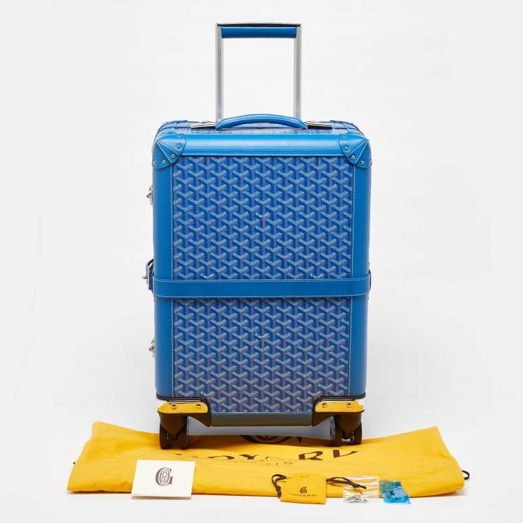 Pre Owned Goyard Blue Goyardine Coated Canvas and Leather Bourget PM Trolley
