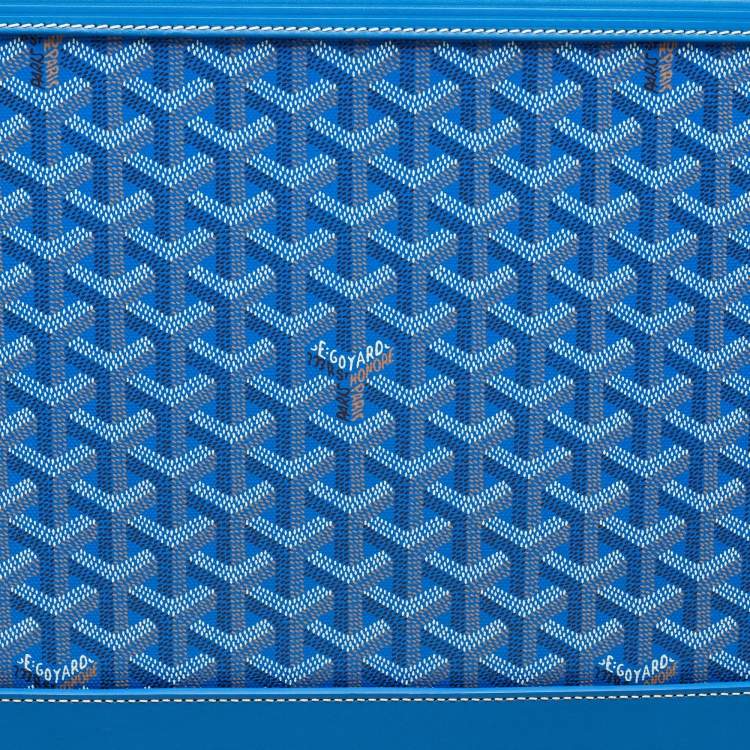 Pre Owned Goyard Blue Goyardine Coated Canvas and Leather Bourget PM Trolley
