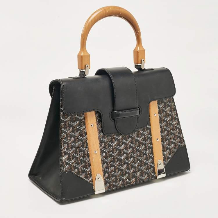 Pre Owned Goyard Black Goyardine Coated Canvas Saigon MM Top Handle Bag