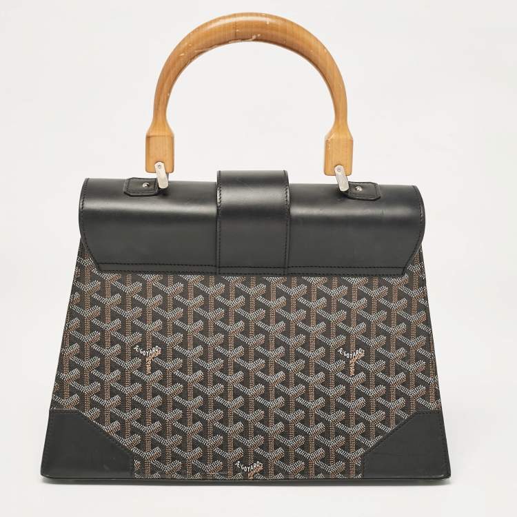 Pre Owned Goyard Black Goyardine Coated Canvas Saigon MM Top Handle Bag