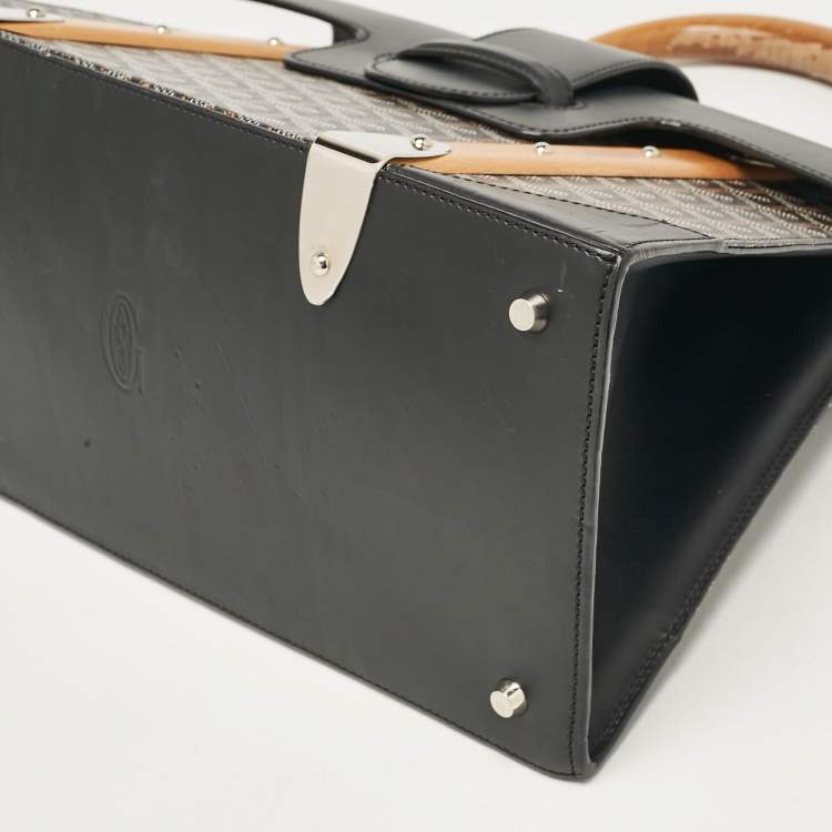 Pre Owned Goyard Black Goyardine Coated Canvas Saigon MM Top Handle Bag