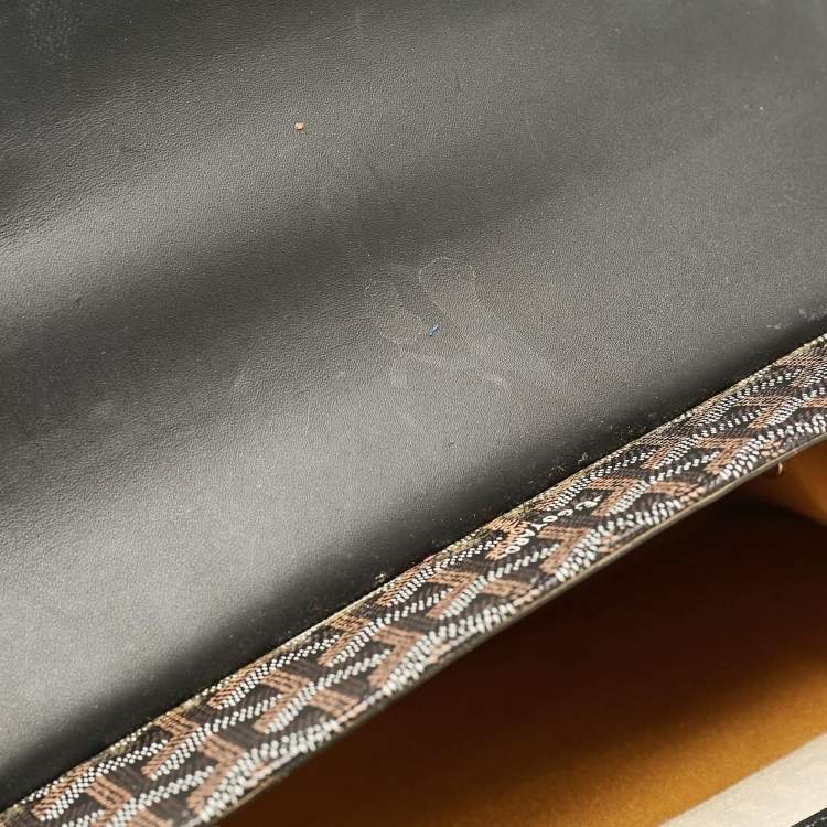 Pre Owned Goyard Black Goyardine Coated Canvas Saigon MM Top Handle Bag