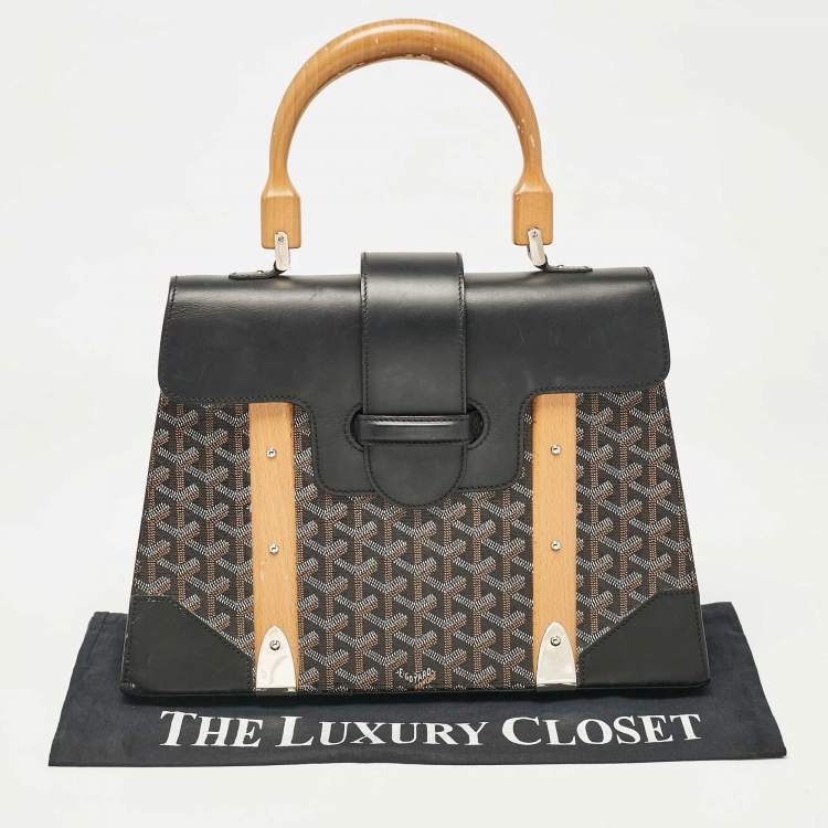Pre Owned Goyard Black Goyardine Coated Canvas Saigon MM Top Handle Bag