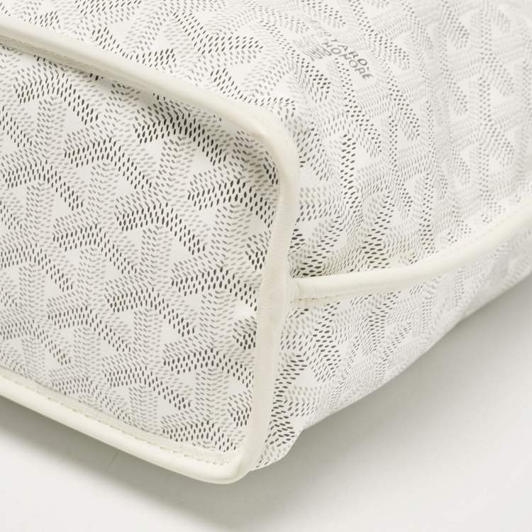 Pre Owned Goyard White Goyardine Coated Canvas Mini Reversible Anjou Tote