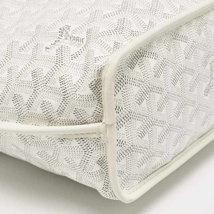 Pre Owned Goyard White Goyardine Coated Canvas Mini Reversible Anjou Tote