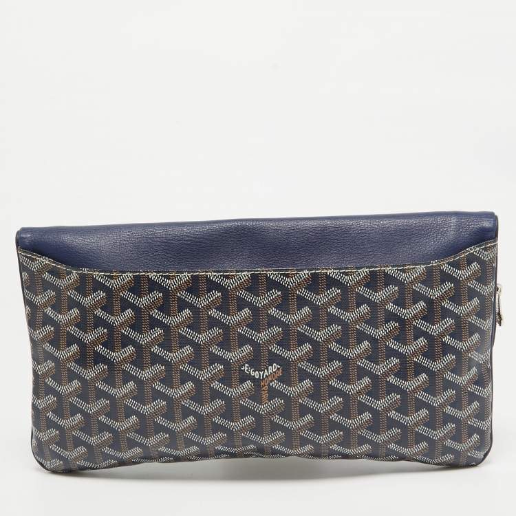 Pre Owned Goyard Blue Goyardine Coated Canvas Sainte Marie Clutch
