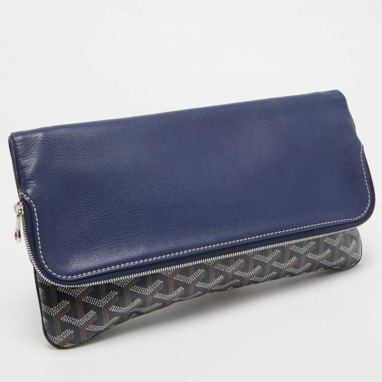 Pre Owned Goyard Blue Goyardine Coated Canvas Sainte Marie Clutch