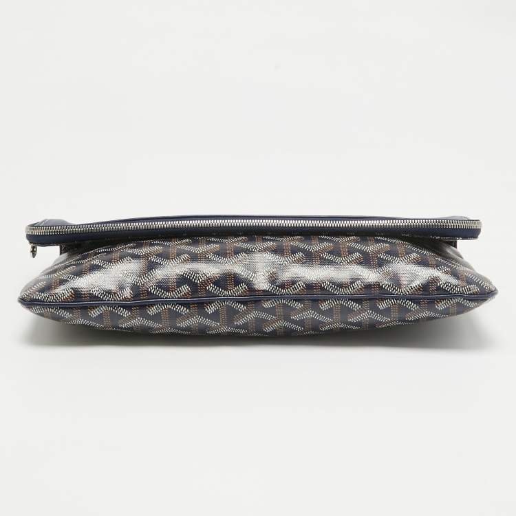 Pre Owned Goyard Blue Goyardine Coated Canvas Sainte Marie Clutch