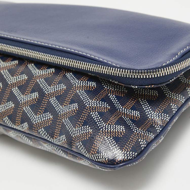 Pre Owned Goyard Blue Goyardine Coated Canvas Sainte Marie Clutch