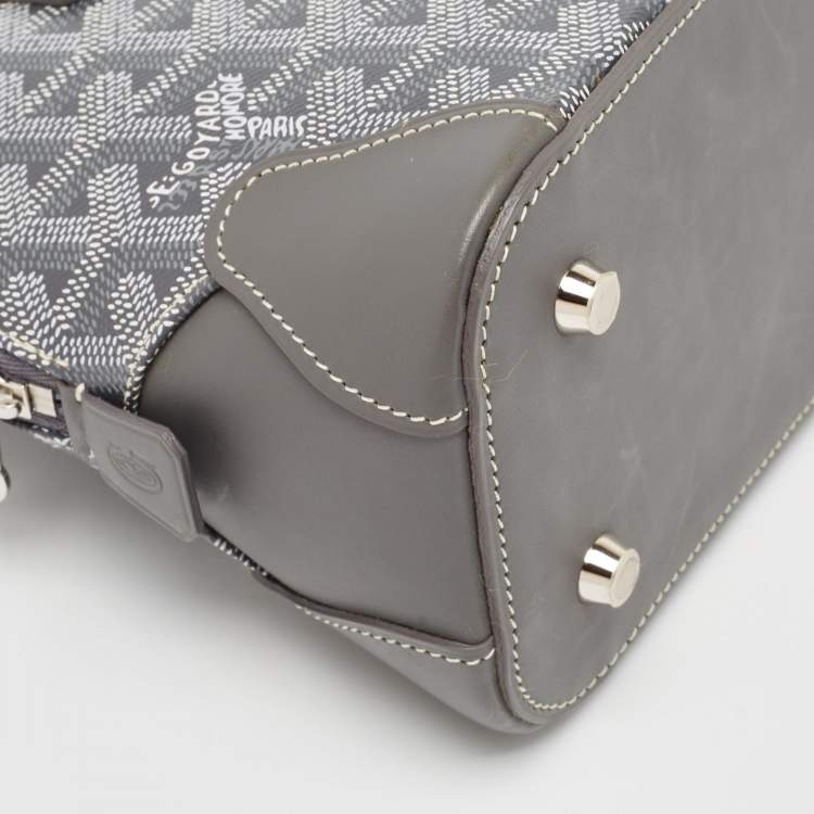 Pre Owned Goyard Grey Goyardine Coated Canvas and Leather Mini Vendome Satchel