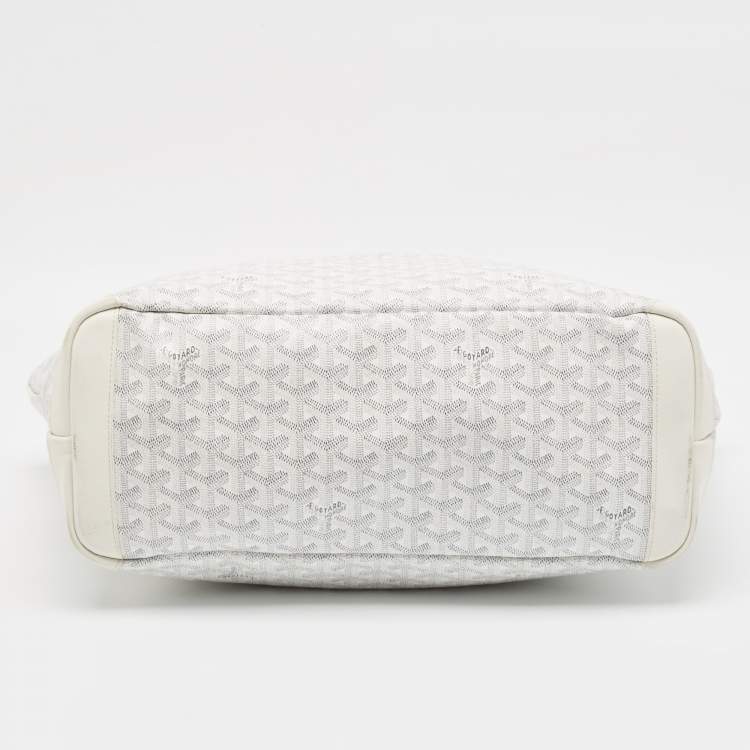 Pre Owned Goyard White Goyardine Coated Canvas and Leather Artois MM Tote